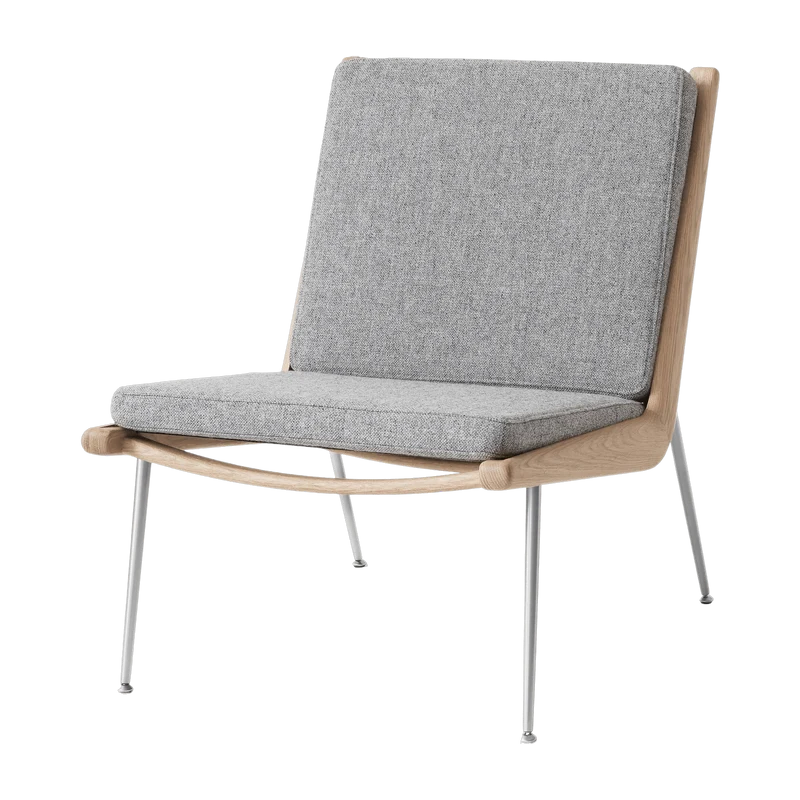 Fauteuil en chêne et tissu Hallingdal 130 à piètement acier Boomerang HM1 - &tradition