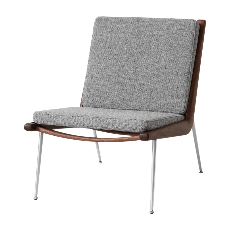 Fauteuil en noyer et tissu Hallingdal 130 à piètement acier Boomerang HM1 - &tradition