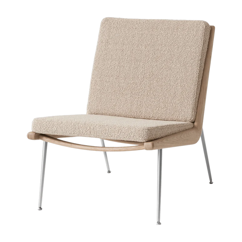 Fauteuil en chêne et tissu Karakorum 003 à piètement acier Boomerang HM1 - &tradition