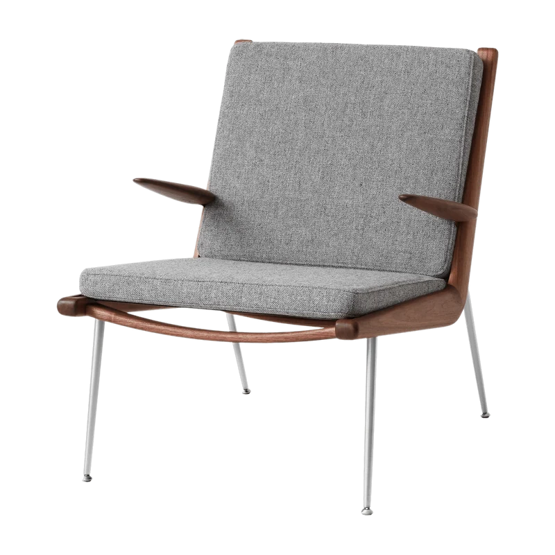 Chaise avec accoudoirs noyer et acier Hallingdal 130 Boomerang HM2 - &tradition