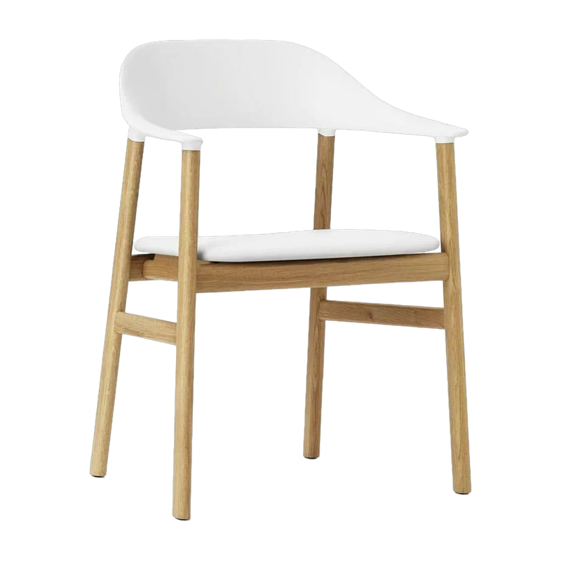 Chaise avec accoudoirs en chêne et cuir blanc Herit Spectrum Leather blanc - Normann Copenhagen