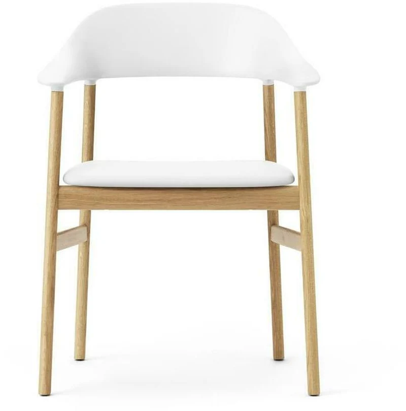 Chaise avec accoudoirs en chêne et cuir blanc Herit Spectrum Leather blanc - Normann Copenhagen