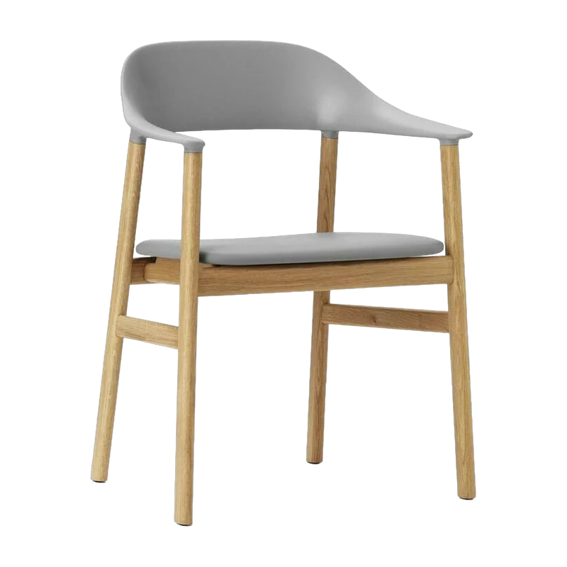 Chaise avec accoudoirs en chêne et cuir gris Herit Spectrum Leather Grey - Normann Copenhagen