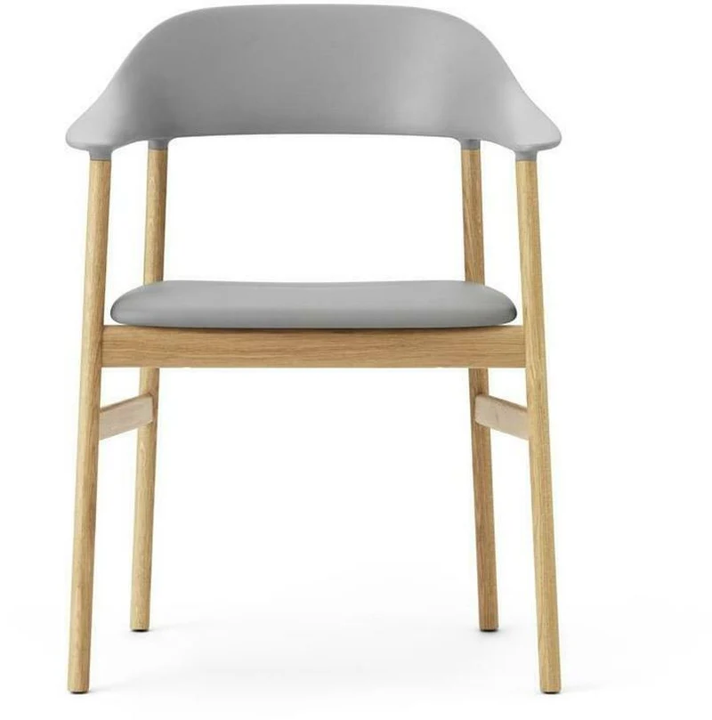 Chaise avec accoudoirs en chêne et cuir gris Herit Spectrum Leather Grey - Normann Copenhagen