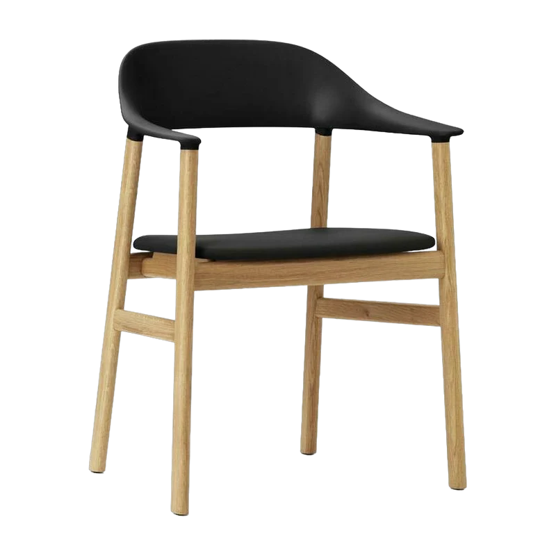 Chaise avec accoudoirs en chêne et cuir noir Herit Spectrum Leather noir - Normann Copenhagen