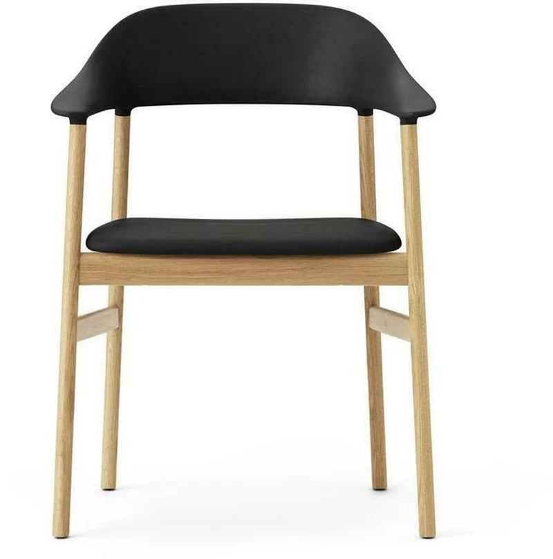 Chaise avec accoudoirs en chêne et cuir noir Herit Spectrum Leather noir - Normann Copenhagen