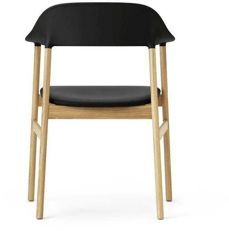 Chaise avec accoudoirs en chêne et cuir noir Herit Spectrum Leather noir - Normann Copenhagen