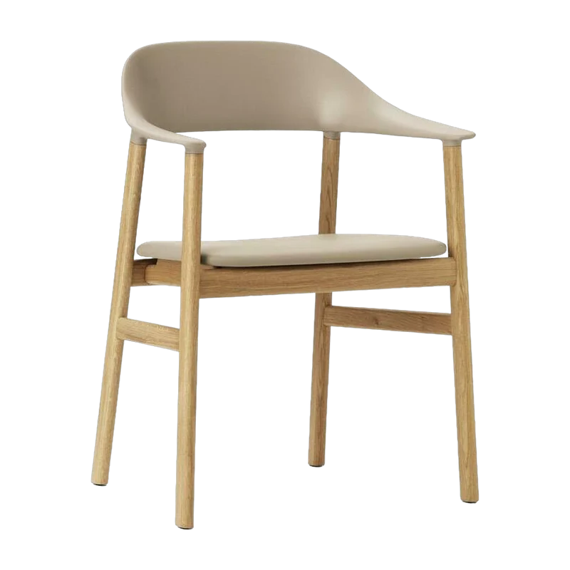 Chaise avec accoudoirs en chêne et cuir sable Herit Spectrum Leather Sand - Normann Copenhagen