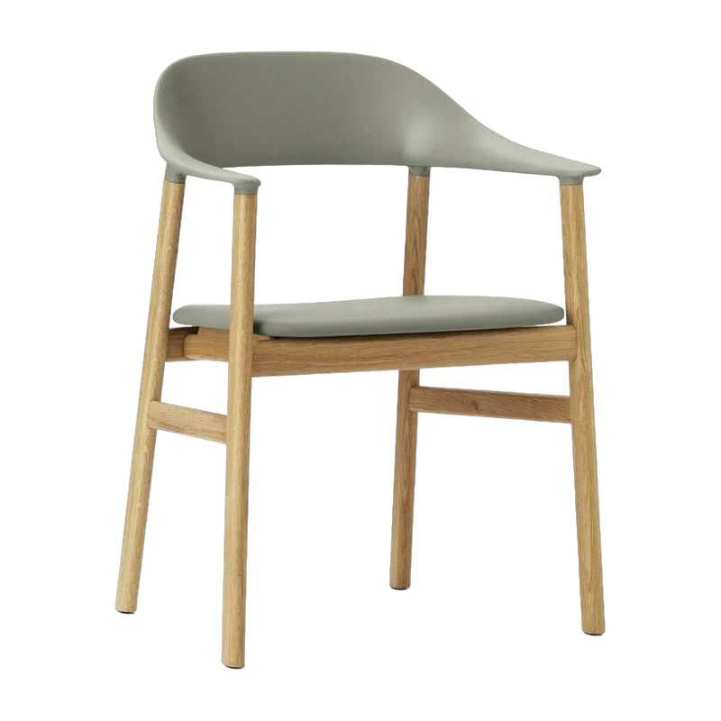 Chaise avec accoudoirs en chêne et cuir vert Herit Spectrum Leather Dusty vert - Normann Copenhagen
