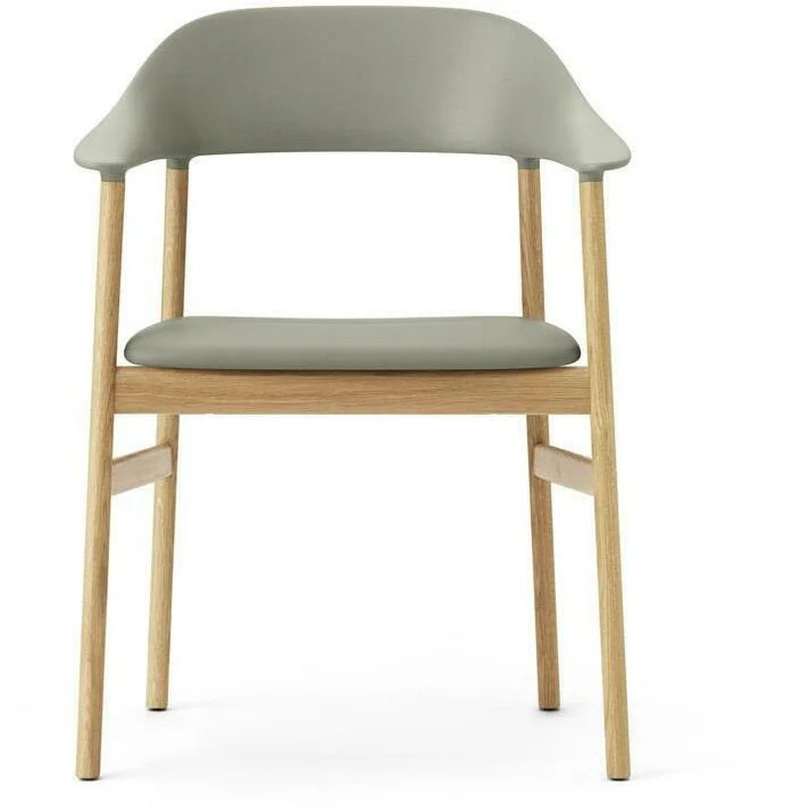 Chaise avec accoudoirs en chêne et cuir vert Herit Spectrum Leather Dusty vert - Normann Copenhagen