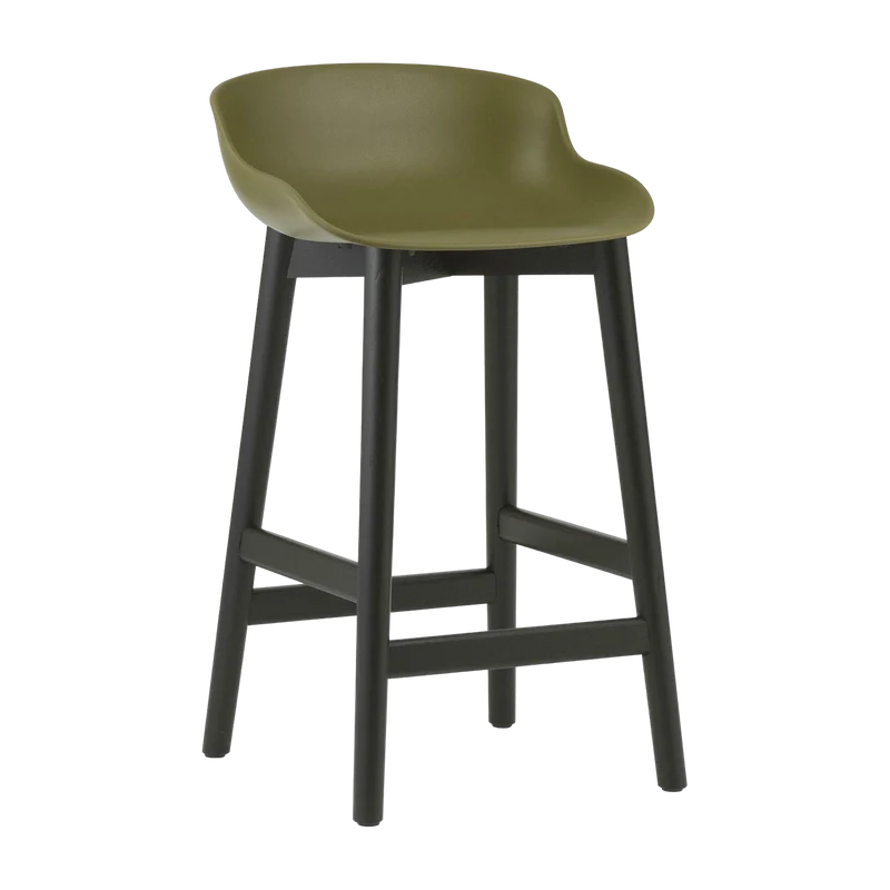 Tabouret de bar en chêne vernis noir et pp olive 65 cm Hyg - Normann Copenhagen