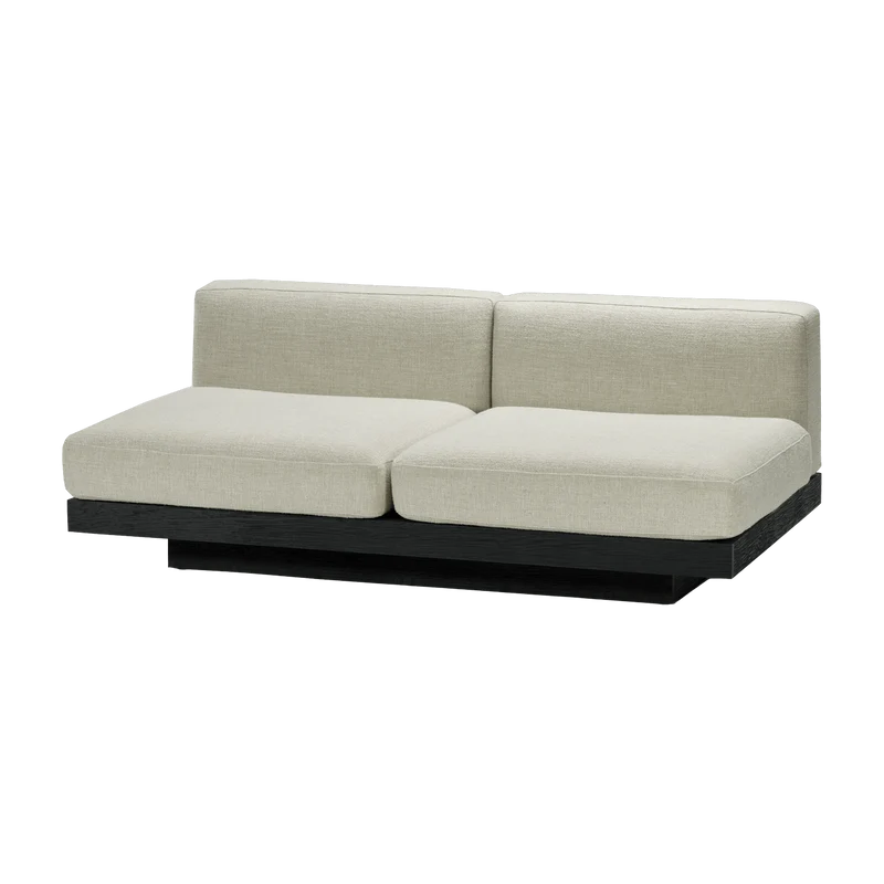 Canapé deux places en bois noir et coussins blancs os 193 x 115 x 72 cm Rudolph - Serax