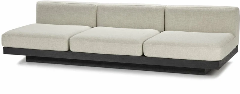 Canapé trois places en bois noir et coussins blancs os 287 x 115 x 72 cm Rudolph - Serax