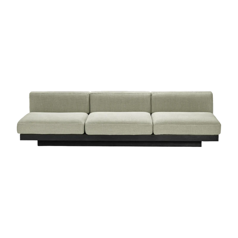 Canapé trois places en bois noir et coussins sables 287 x 115 x 72 cm Rudolph - Serax