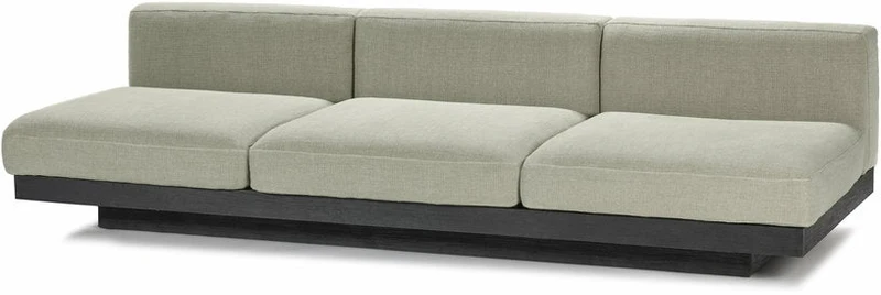 Canapé trois places en bois noir et coussins sables 287 x 115 x 72 cm Rudolph - Serax