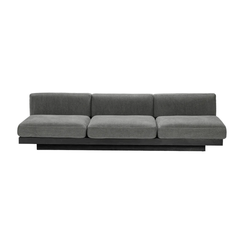 Canapé trois places en bois noir et coussins fumé 287 x 115 x 72 cm Rudolph - Serax