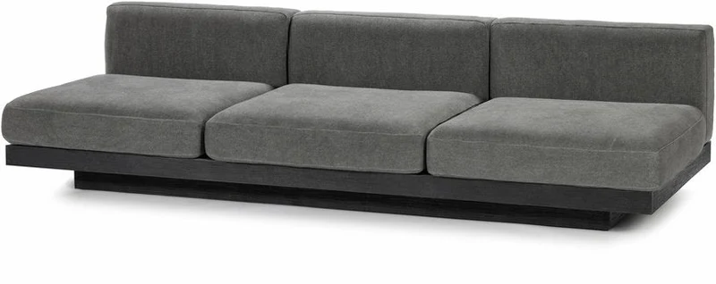 Canapé trois places en bois noir et coussins fumé 287 x 115 x 72 cm Rudolph - Serax