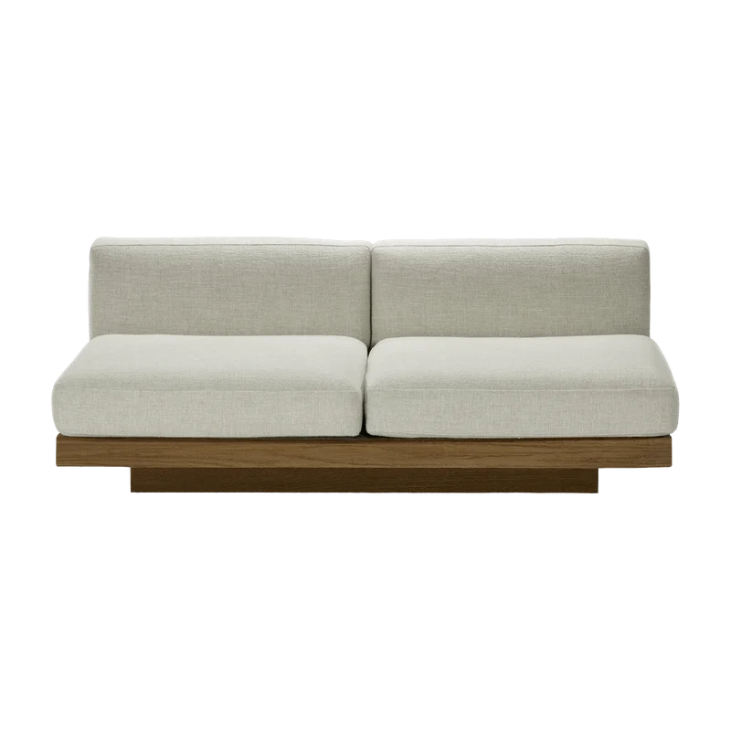 Canapé deux places en bois cognac et coussins blancs os 193 x 115 x 72 cm Rudolph - Serax