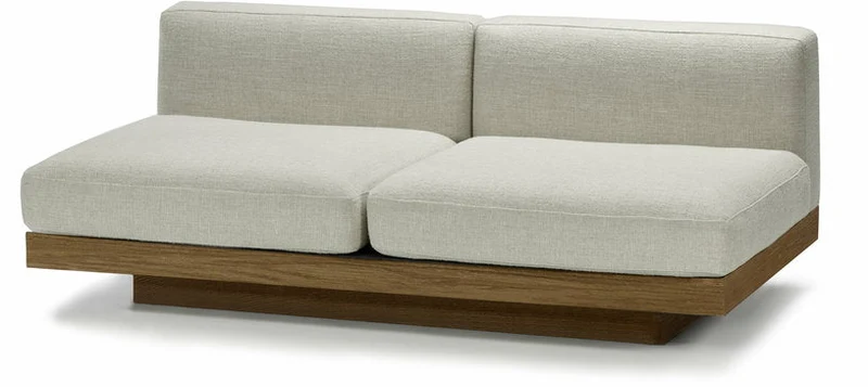 Canapé deux places en bois cognac et coussins blancs os 193 x 115 x 72 cm Rudolph - Serax