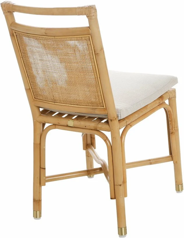 Chaise en rotin avec coussin en lin blanc 44 x 92 x 46 Riviera - KOK