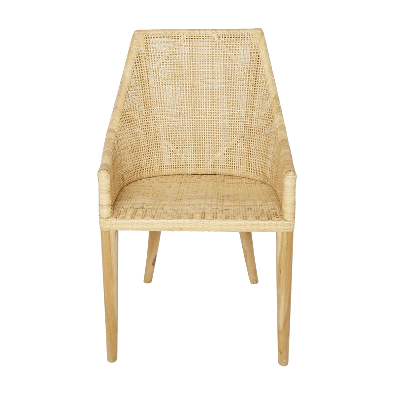Chaise avec accoudoirs en rotin naturel sur structure Teck 54 x 88 x 56 Saigon - KOK
