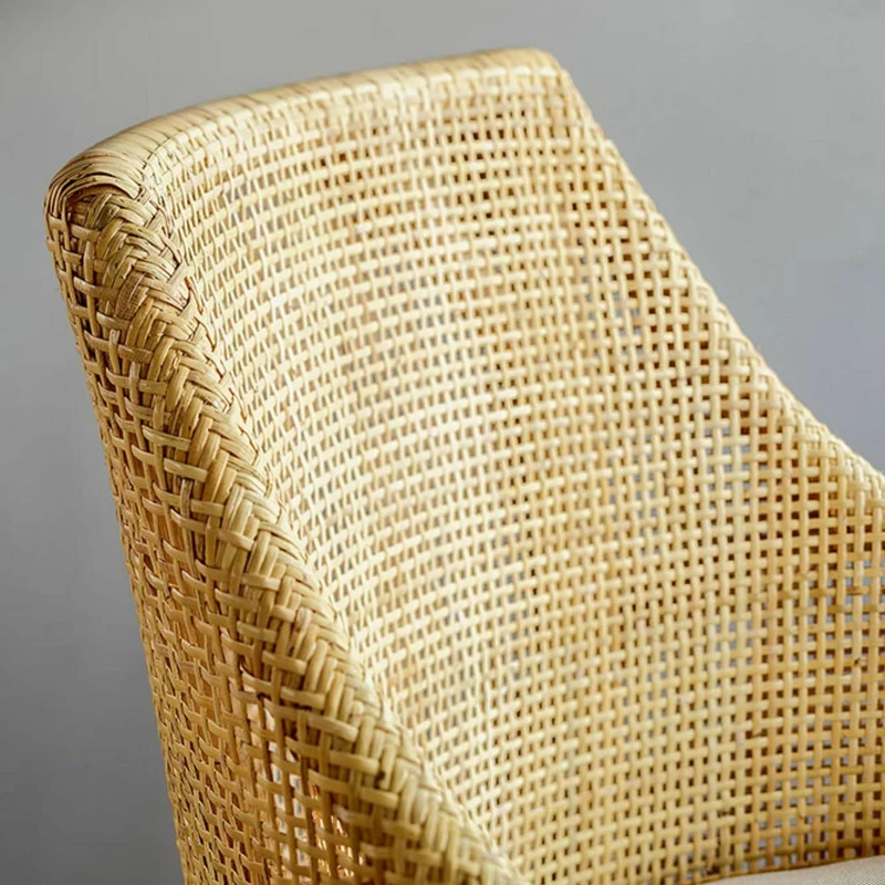 Chaise avec accoudoirs en rotin naturel sur structure Teck 54 x 88 x 56 Saigon - KOK