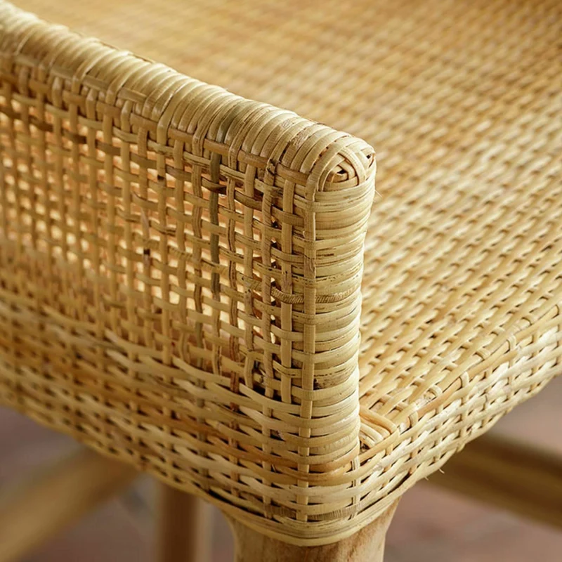 Chaise avec accoudoirs en rotin naturel sur structure Teck 54 x 88 x 56 Saigon - KOK
