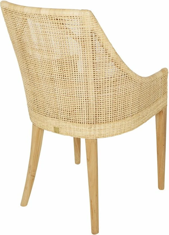 Chaise avec accoudoirs en rotin naturel sur structure Teck 54 x 88 x 56 Saigon - KOK
