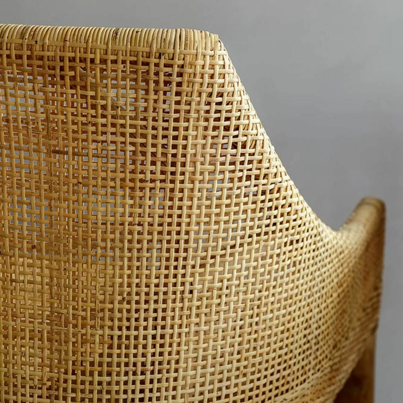 Chaise avec accoudoirs en rotin naturel sur structure Teck 54 x 88 x 56 Saigon - KOK
