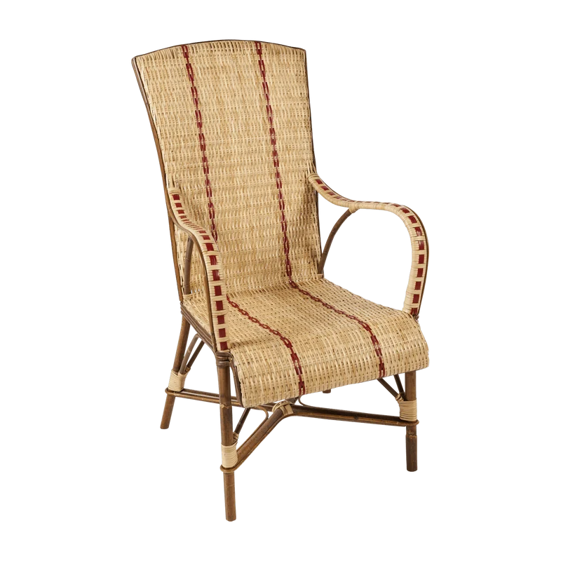 Fauteuil en rotin foncé et filets en résine rouge 105 x 60 x 77 Bagatelle - KOK