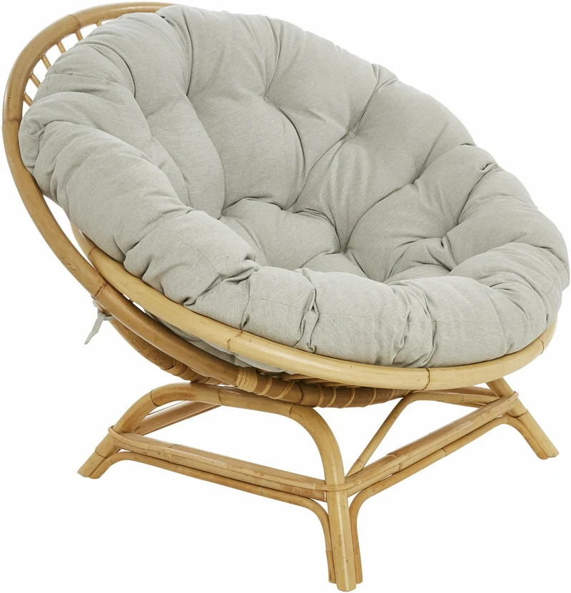 Fauteuil coquille en rotin avec coussin tissu 92 x 100 x 92 Miami - KOK