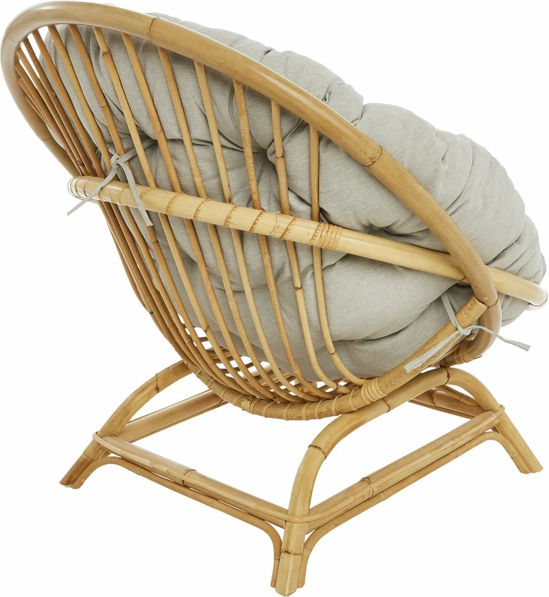 Fauteuil coquille en rotin avec coussin tissu 92 x 100 x 92 Miami - KOK