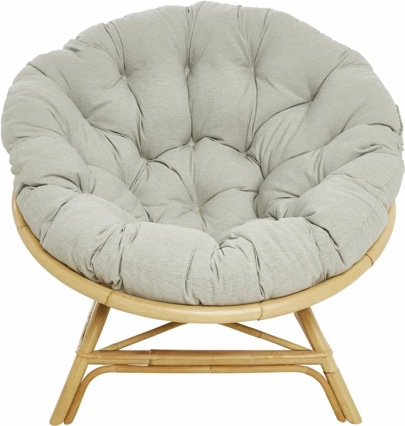 Fauteuil coquille en rotin avec coussin tissu 92 x 100 x 92 Miami - KOK