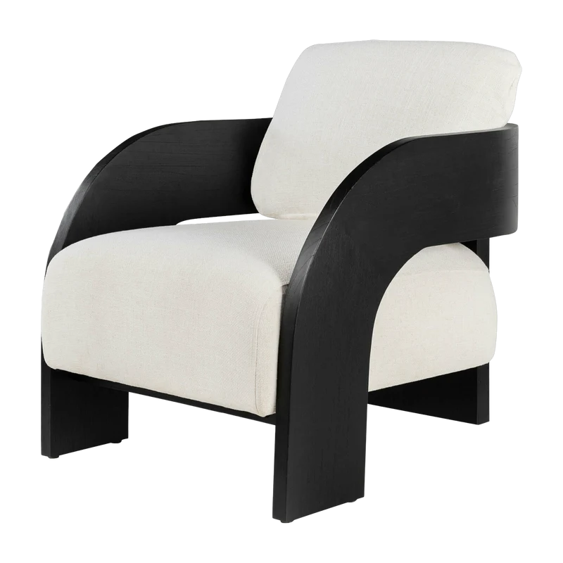 Fauteuil en bois noir et écru Maravi - Versmissen