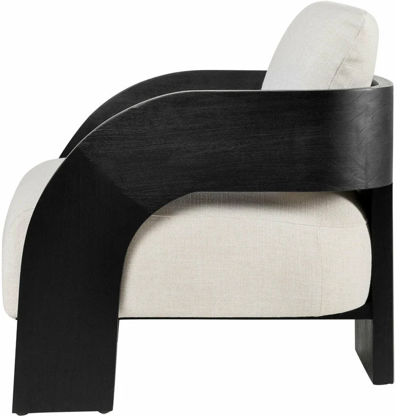 Fauteuil en bois noir et écru Maravi - Versmissen
