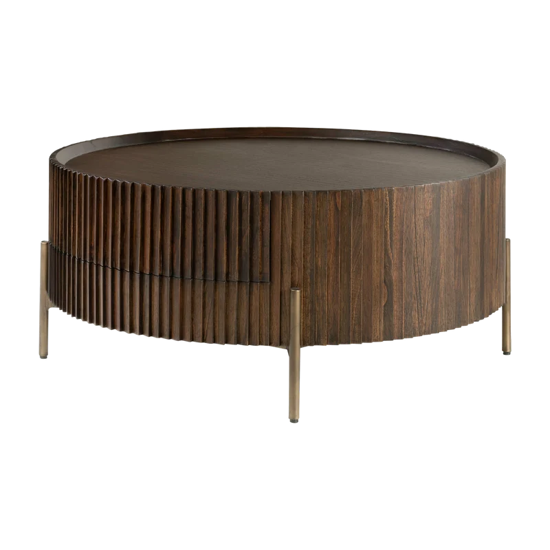 Table basse ronde en bois marron 90 x 40 cm Pogoro - Versmissen