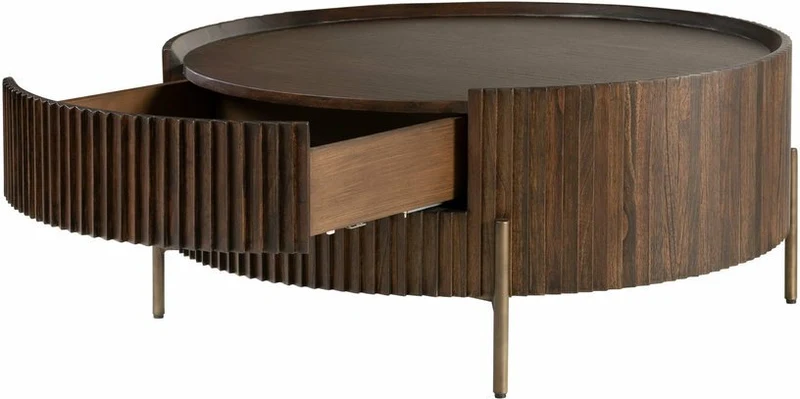 Table basse ronde en bois marron 90 x 40 cm Pogoro - Versmissen