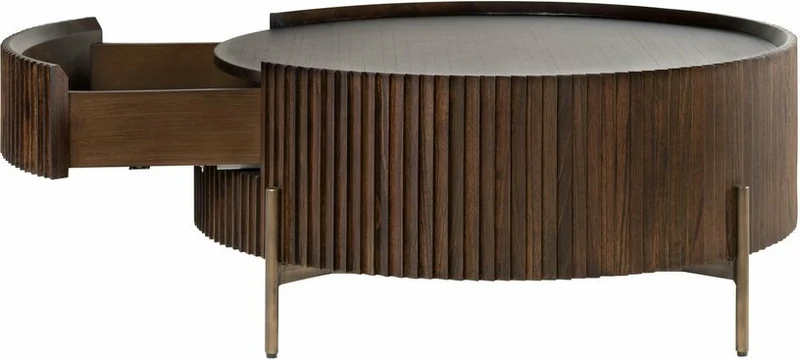 Table basse ronde en bois marron 90 x 40 cm Pogoro - Versmissen