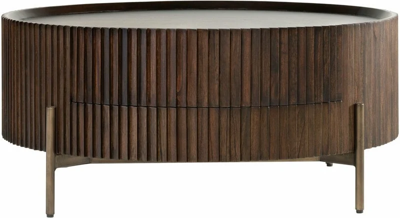 Table basse ronde en bois marron 90 x 40 cm Pogoro - Versmissen