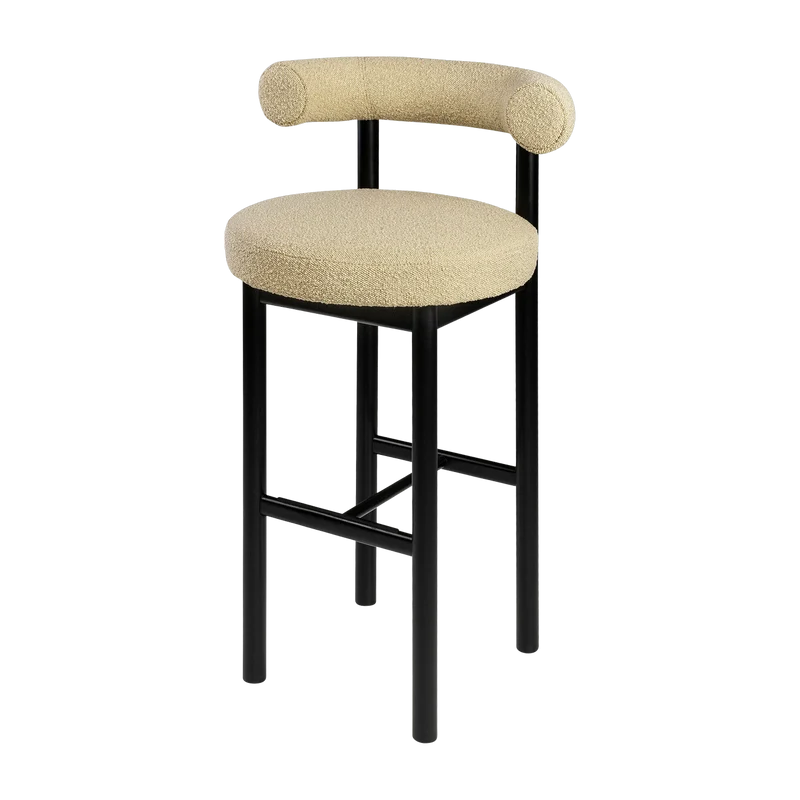 Chaise de bar en hêtre noir et beige Sosis Avignon Artic Silver - Versmissen