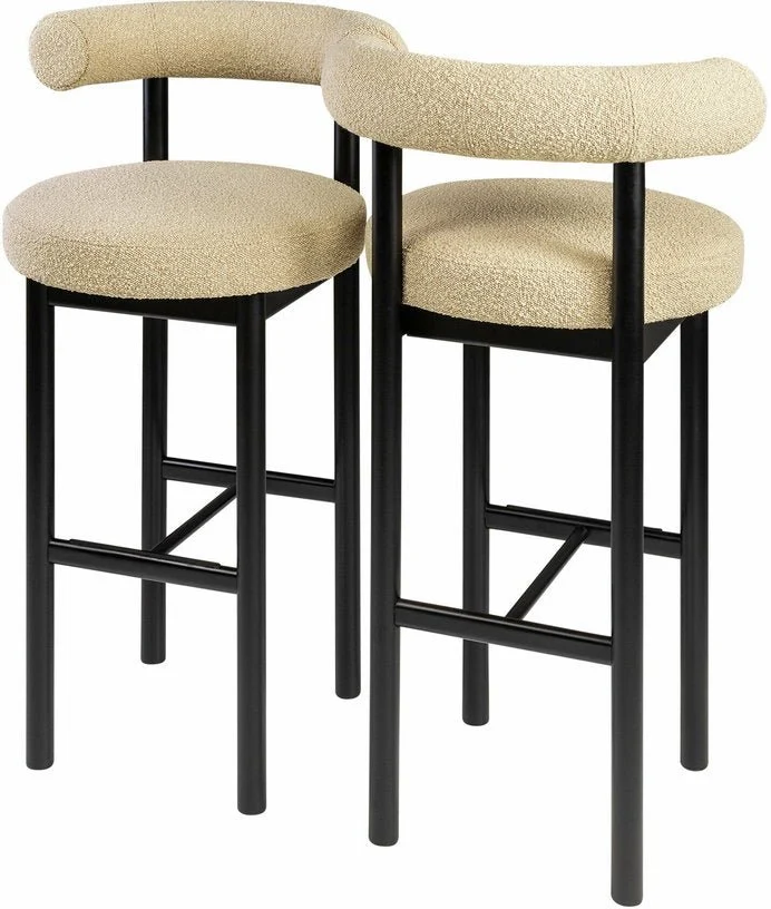 Chaise de bar en hêtre noir et beige Sosis Avignon Artic Silver - Versmissen
