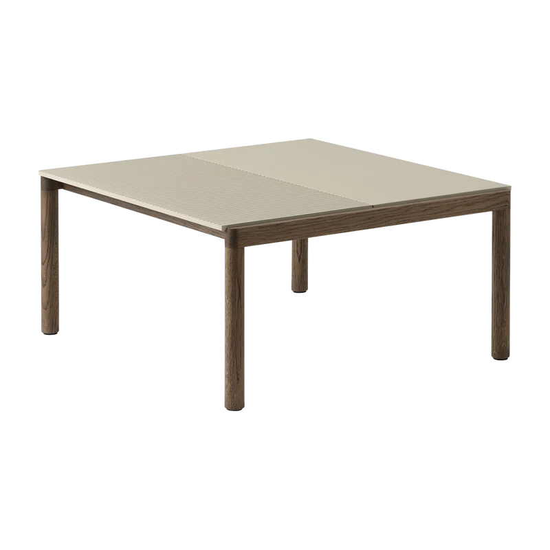 Table basse en grès beige sable wavy et chêne foncé 85 x 80 cm Couple - Muuto