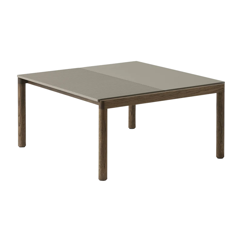 Table basse en grès taupe wavy et chêne foncé 85 x 80 cm Couple - Muuto