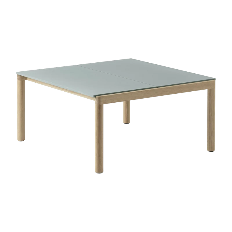 Table basse en grès bleu pâle lisse et chêne naturel 85 x 80 cm Couple - Muuto