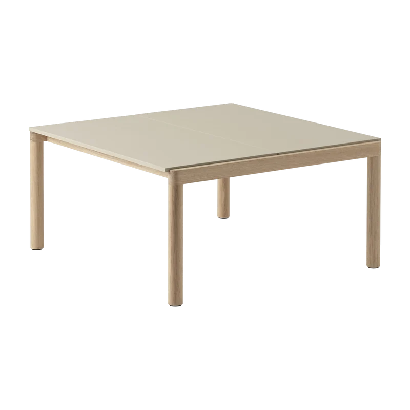 Table basse en grès beige sable lisse et chêne naturel 85 x 80 cm Couple - Muuto