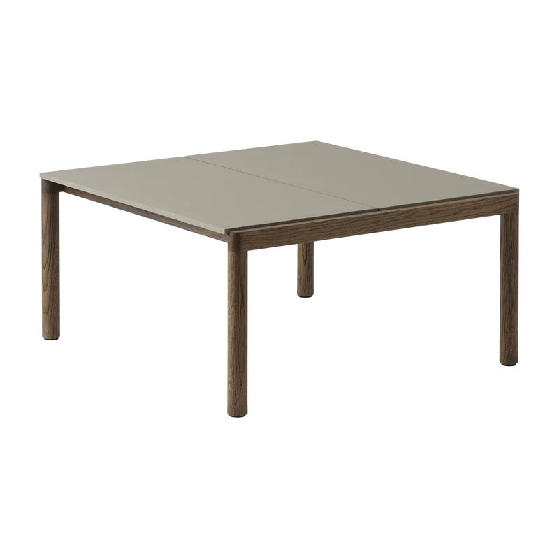 Table basse en grès taupe lisse et chêne foncé 85 x 80 cm Couple - Muuto