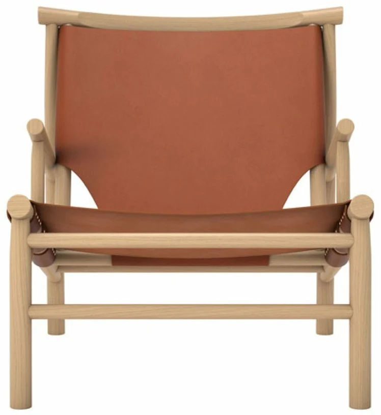 Fauteuil en chêne naturel et cuir cognac Samurai - NORR11