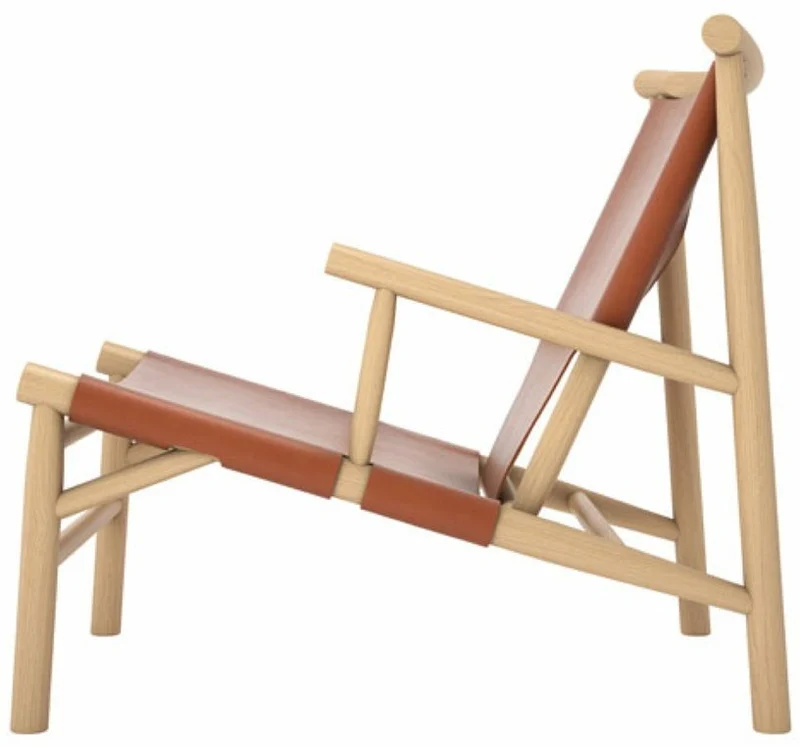 Fauteuil en chêne naturel et cuir cognac Samurai - NORR11
