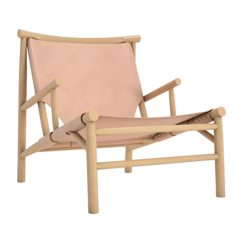 Fauteuil en chêne et cuir naturel Samurai - NORR11