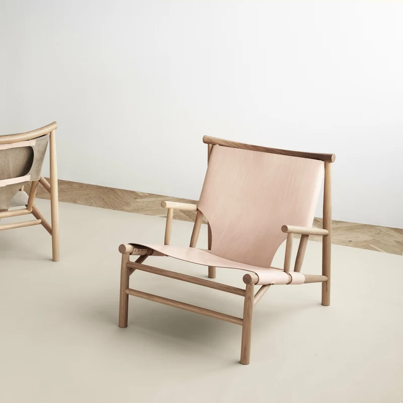 Fauteuil en chêne et cuir naturel Samurai - NORR11